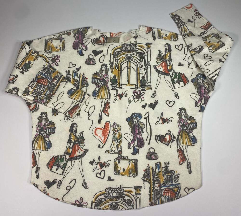 Sioni Women's Graphic Print Long Sleeve Top Shirt Size L